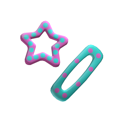 Star Polka Dot Hair Clips In Blue Roblox item