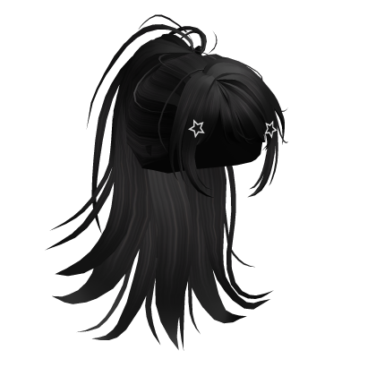 Black Long Ponytail Messy Hair Roblox item