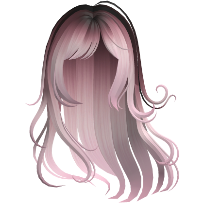 windswept swirly long flowy anime hair black/pink Roblox item