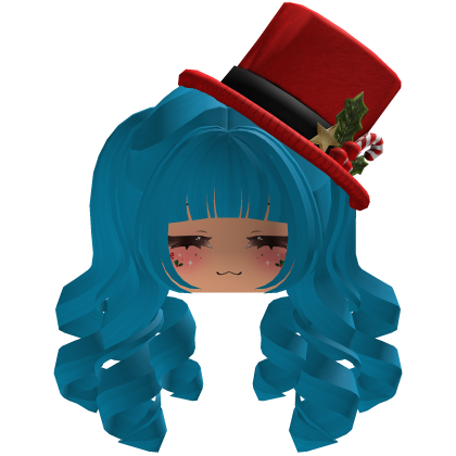 fluffy Christmas hair beret (Blue) Roblox item
