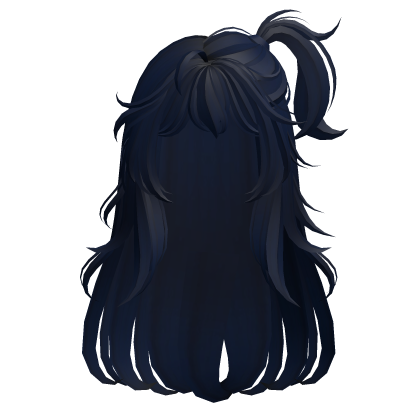 Anime Gyaru Hair w/ Ponytail & Bangs (Dark Blue) Roblox item
