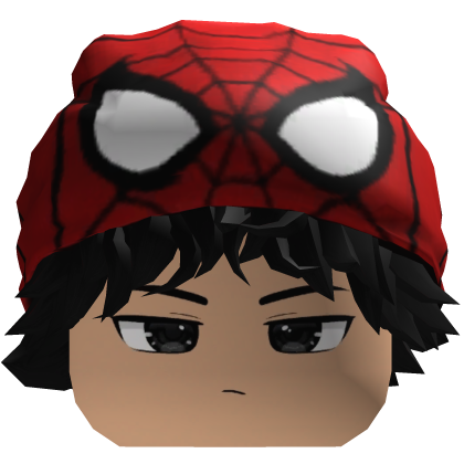 Boy Messy Curly Hair w Spider Multiverse Beanie