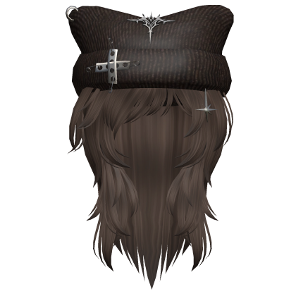 Scene Vkei Hair w/ Y2K Cat Beanie (Brown) Roblox item