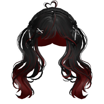 Cute Wavy Pigtails w/Headphonnes (Black&Red)