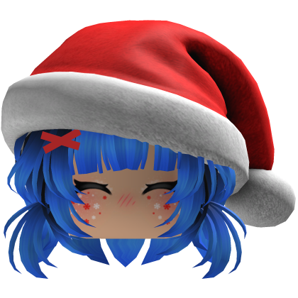 fluffy hair Christmas beret hat blush (Blue) Roblox item