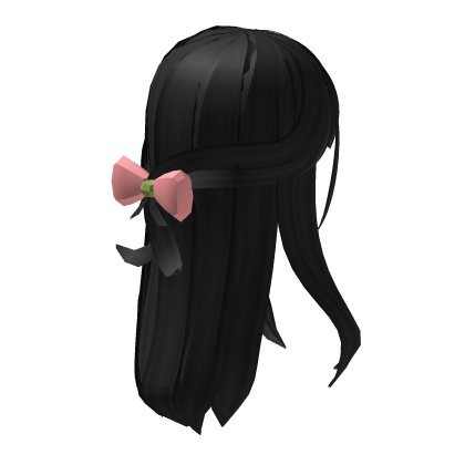 Black Hair with Pink Bow Roblox item