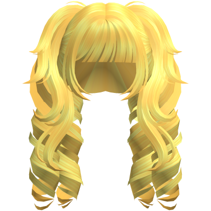 Curly Fluffy Anime Pigtails Yellow Roblox item
