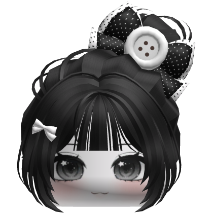 Black&White Igari Button Bun Hair W/ Face Roblox item