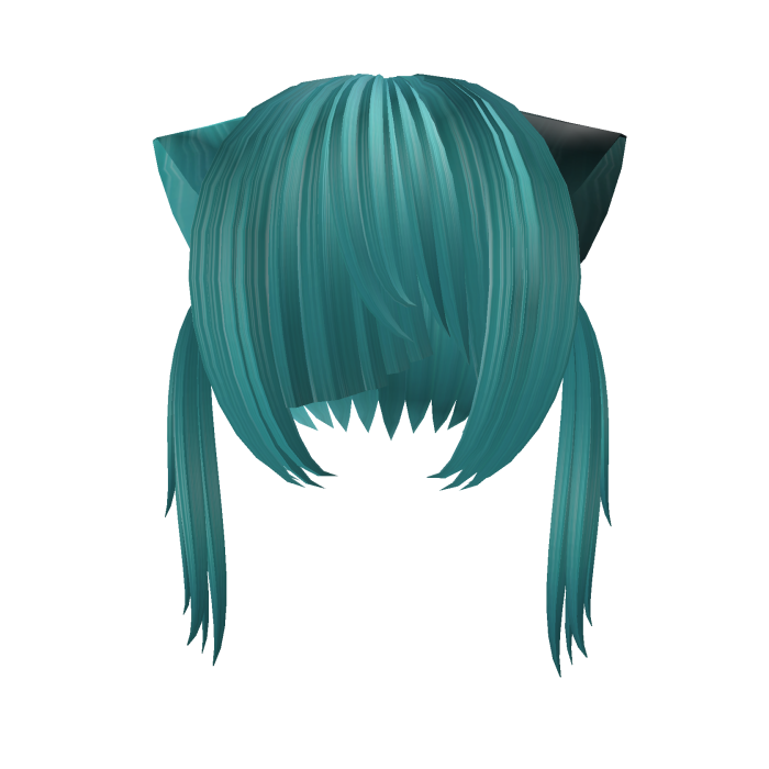 🖤꒱ blue w/black spot kitty pigtails w/razor cut
