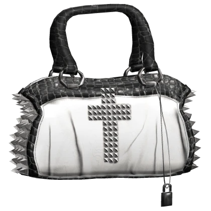 2000s Vintage Y2K Cross Print Bag Black White Stud | Roblox
