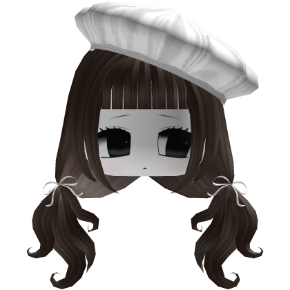 Brown Kawaii Pigtails w/ Bows & Chibi Face