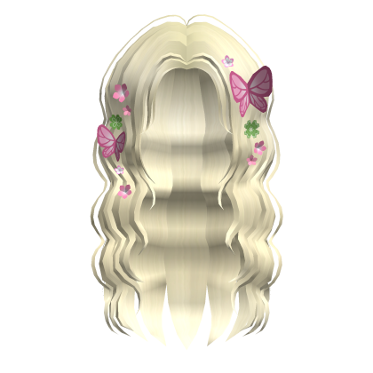 🍀Curly Hair w Butterfly(Lemon Yellow) Roblox item
