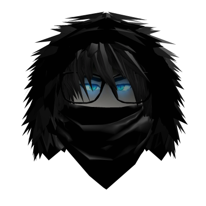 Vkei Black Hair Fur Hood & Mask Glowing Eye Dashie