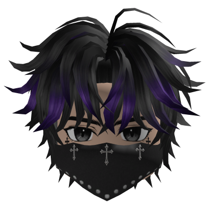 Spiky Hair w/ Bandana & Glasses (Black/Purple)