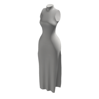 BB White slim side slit slip high neck dress
