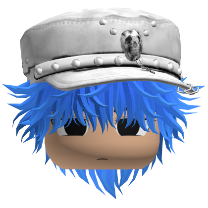Fluffy Emo White Beret Y2K Boy Hair (Blue)