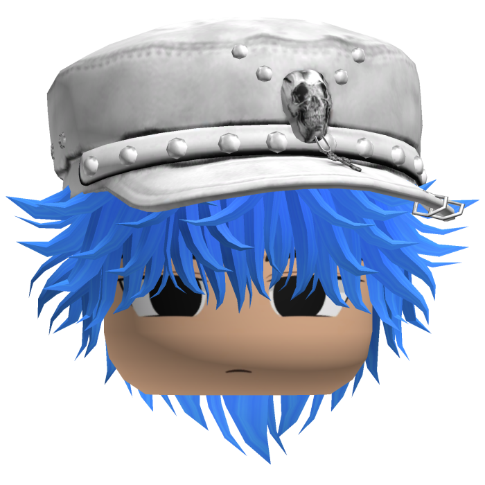Fluffy Emo White Beret Y2K Boy Hair (Blue)