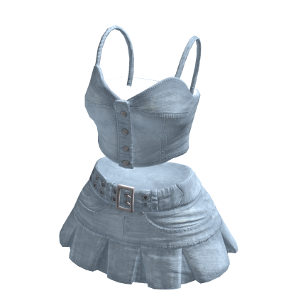 Denim Mini Skirt and Top Light Blue Roblox