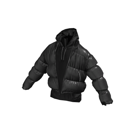 ʚ♡ɞ Black Puffer Jacket with Black Hoodie thumbnail