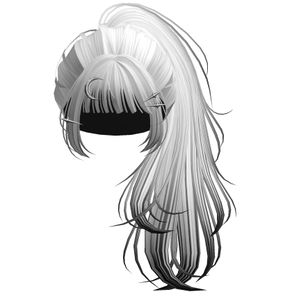 White&Black Flowy Lush Ponytail w/ Moon Pins Roblox item