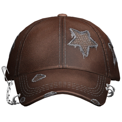 Cap Brown Thrifted Pierced Washed Grunge 2000s Y2K Roblox item