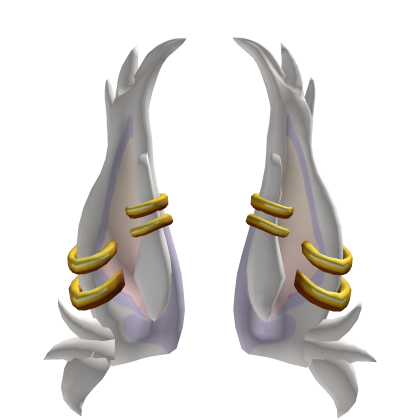 Tall Gold Pierced White Furry Unicorn Ears v1