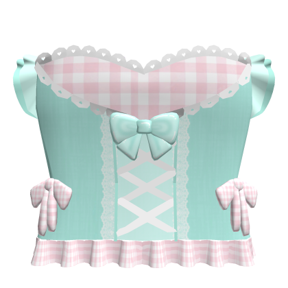 Cutesy Plaid Corset Lacey w Bows 