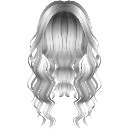 White Long Curly Wavy Middle Part Mermaid Hair Roblox item