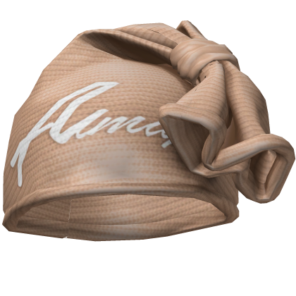 Tan & White Knotted Wrap Cap Beanie