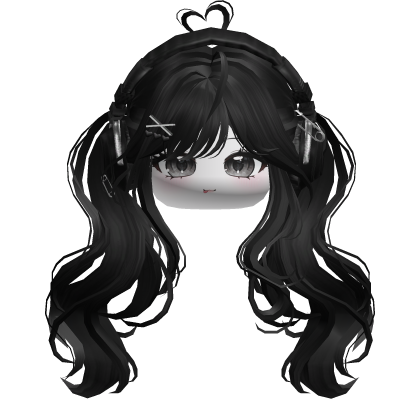 Cute Wavy Pigtails w/ Headphones (Black) Roblox item