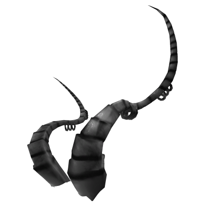 Big Curved Dragon Demon Horns w/ Rings Gray Silver