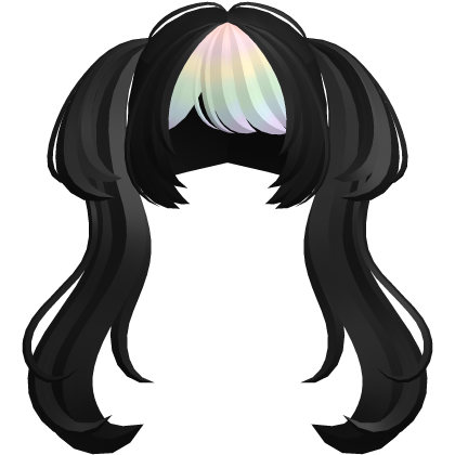 🐾 wispy anime moe cute big pigtails black rainbow