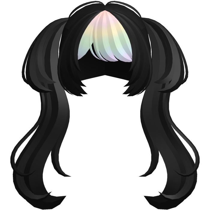 🐾 wispy anime moe cute big pigtails black rainbow