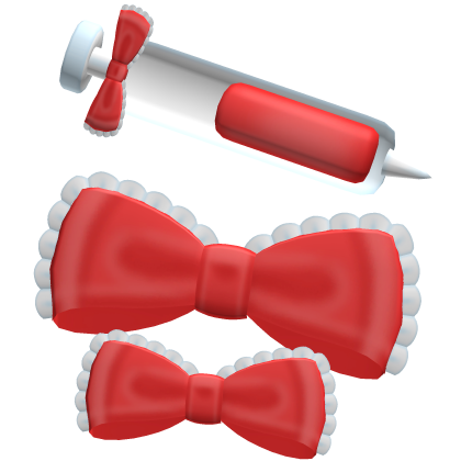 ♡ ⋮ Cute Kawaii Red Syringe Bow Hair Clips