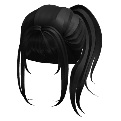 Black Y2K Messy Side High Ponytail Girl Hair Roblox item