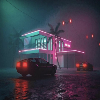 Mansion at night vaporwave decal Roblox decal