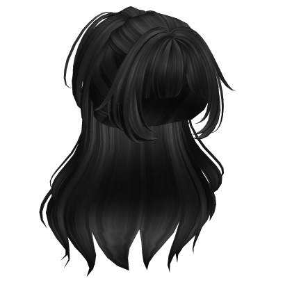 Super Fluffy Layered Anime Ponytail (Black V1) Roblox item