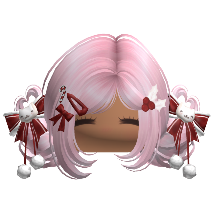 ♡ Christmas Buns w/ Bows (Pink)
