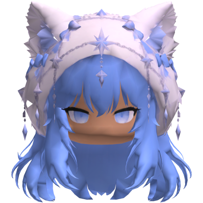Blue Hair Girl w/ Cute Fluffy White Hood