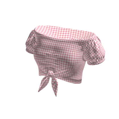 Gingham Off Shoulder Tie Top (Pink)