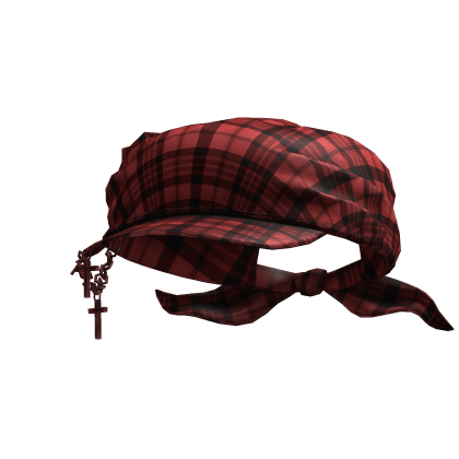 Cadet Grunge Y2K Tied  Cap (Red Plaid) Roblox item