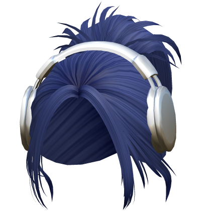 Y2K Anime Spikey Messy Bun w Headphones in Blue Roblox item