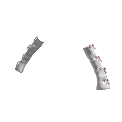 Coquette Ribbon Knitted Arm Warmers White Pink