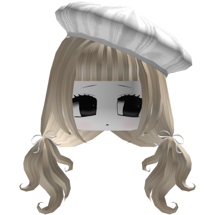 Blonde Kawaii Pigtails w/ Bows & Chibi Face
