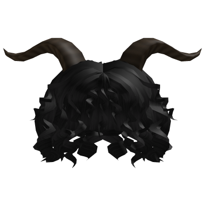 Black Curly Hair w/ Horns Roblox item