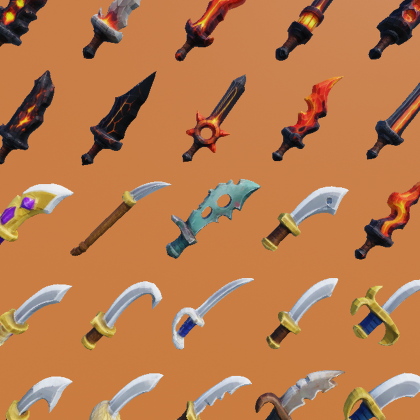 32 Free Low Poly Fantasy Sword & Weapon Models