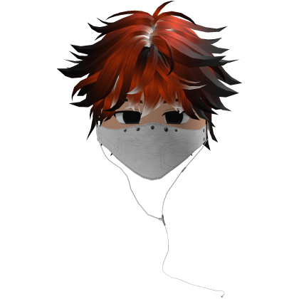 Cute Emo Boy Headphones Mask white Y2K ( orange )