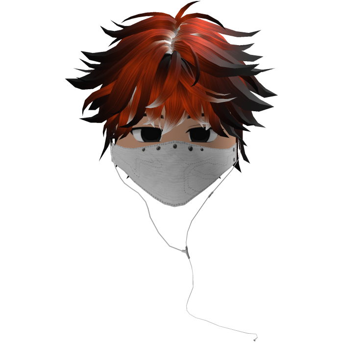 Cute Emo Boy Headphones Mask white Y2K ( orange )