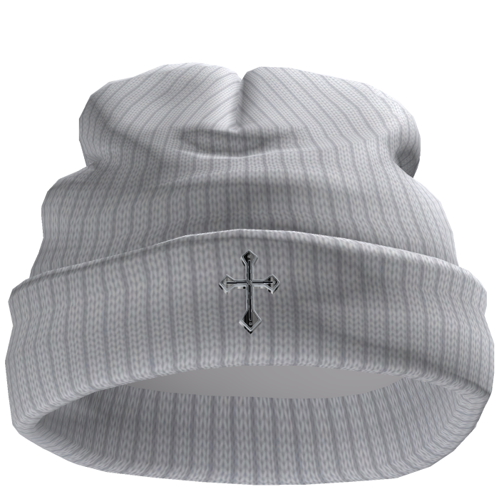 Chrome Cross Worn White Beanie
