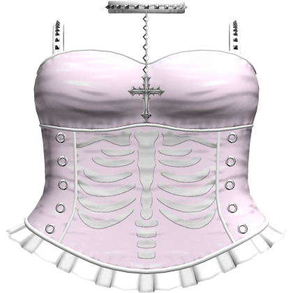Emo Gothic Ribcage Dress w Choker in Pink